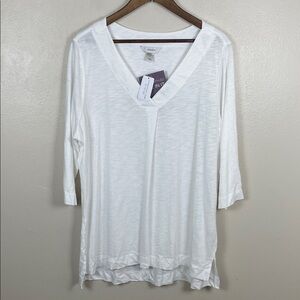 CJ Banks 1X White V-Neck Tunic Top. NWT